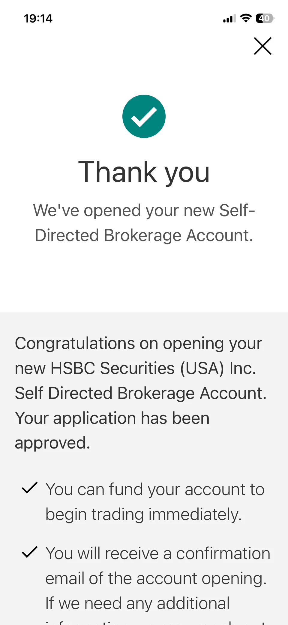 開戶完成：Your application has been approved