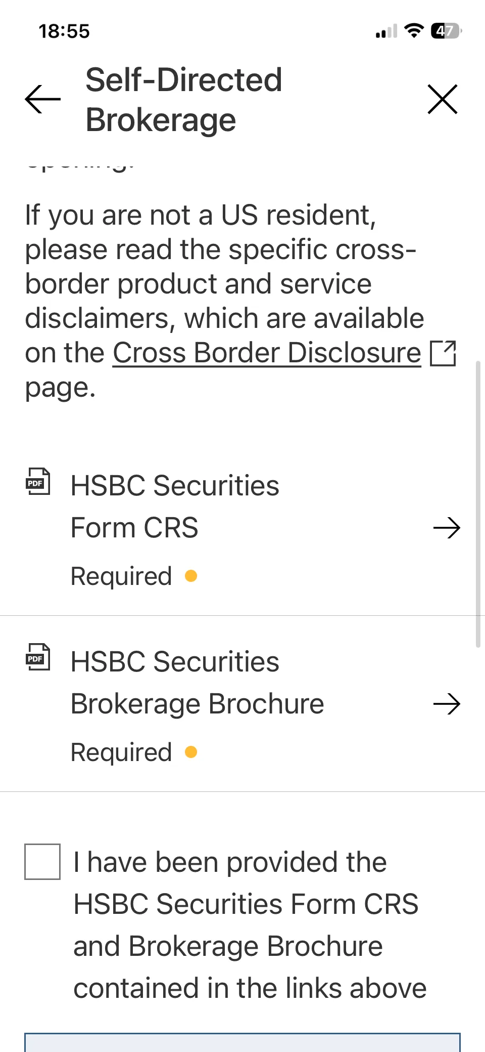 開始填表前的揭露頁：Form CRS 與 Brokerage Brochure 兩份 Required 文件